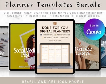 Paquete de plantillas de planificador editables de Canva: Kit empresarial PLR con MRR
