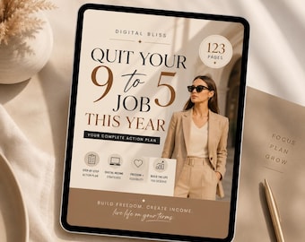 PLR eBook Canva Template | Escape the 9 to 5 Guide | Editable eBook with MRR & PLR | Digital Product to Resell | Passive Income