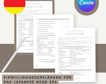 Japanese Head Spa Consent Form, German, Salon Client Form (Canva Template, PDF Downloadable)