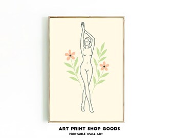 Minimalist Feminine Line Art – Modern Body Digital Print