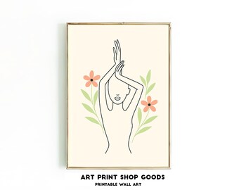 Minimalist Feminine Line Art – Modern Body Digital Print