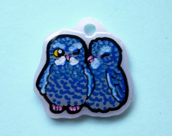 Sweet Kiss Grey Blue Burrowing Owls Think + Shrink Charm