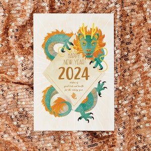 Carte de nouvel an Dragon 2024 en téléchargement numérique