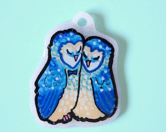 Blue China Barn Owls Think + Shrink Charm