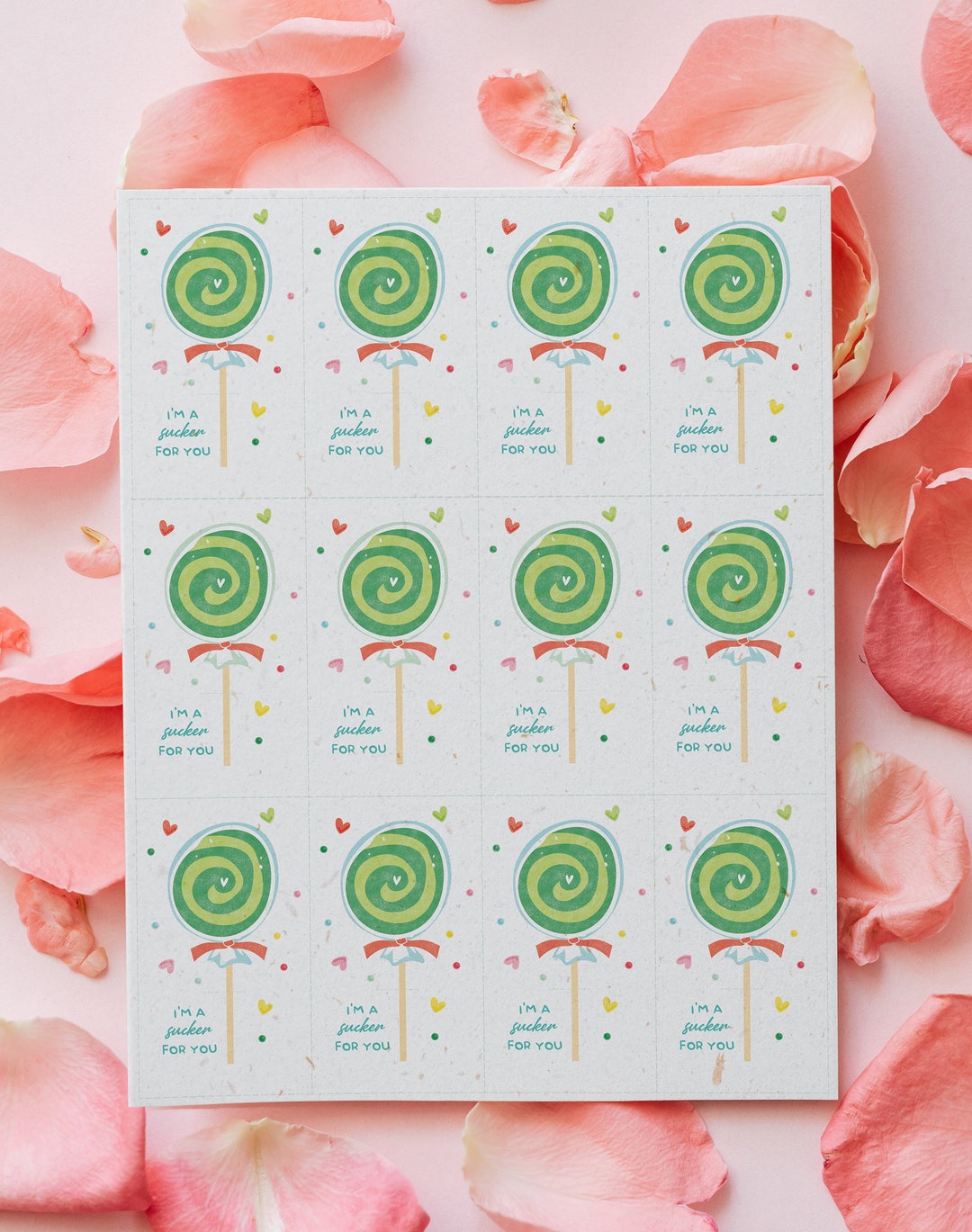 Green Sucker for You Valentine Printable Sheet Digital File - Etsy