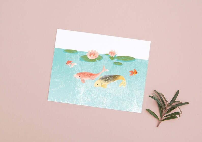 Koi Pond Postcard image 1