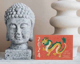 2024 Golden Dragon New Year Postcard