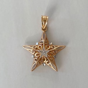 Colgante vintage de estrella de Michael Anthony en oro de dos tonos de 14 quilates y diamantes