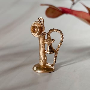 Vintage 14k Yellow Gold Candlestick Telephone Charm