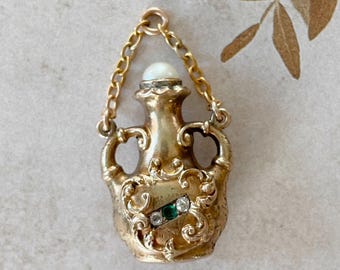 Pendentif Antique En Or 18k - Chimère Ou Satyre Avec Diamant Ancien - Vers 1900 - Occasion