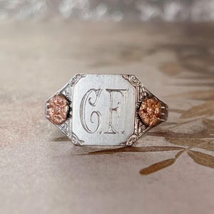 Ostby & Barton Co. Art Deco 10k Two Tone Monogram Initial Signet Ring