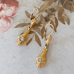 Edwardian 18k Yellow Gold and Paste Drop Earrings