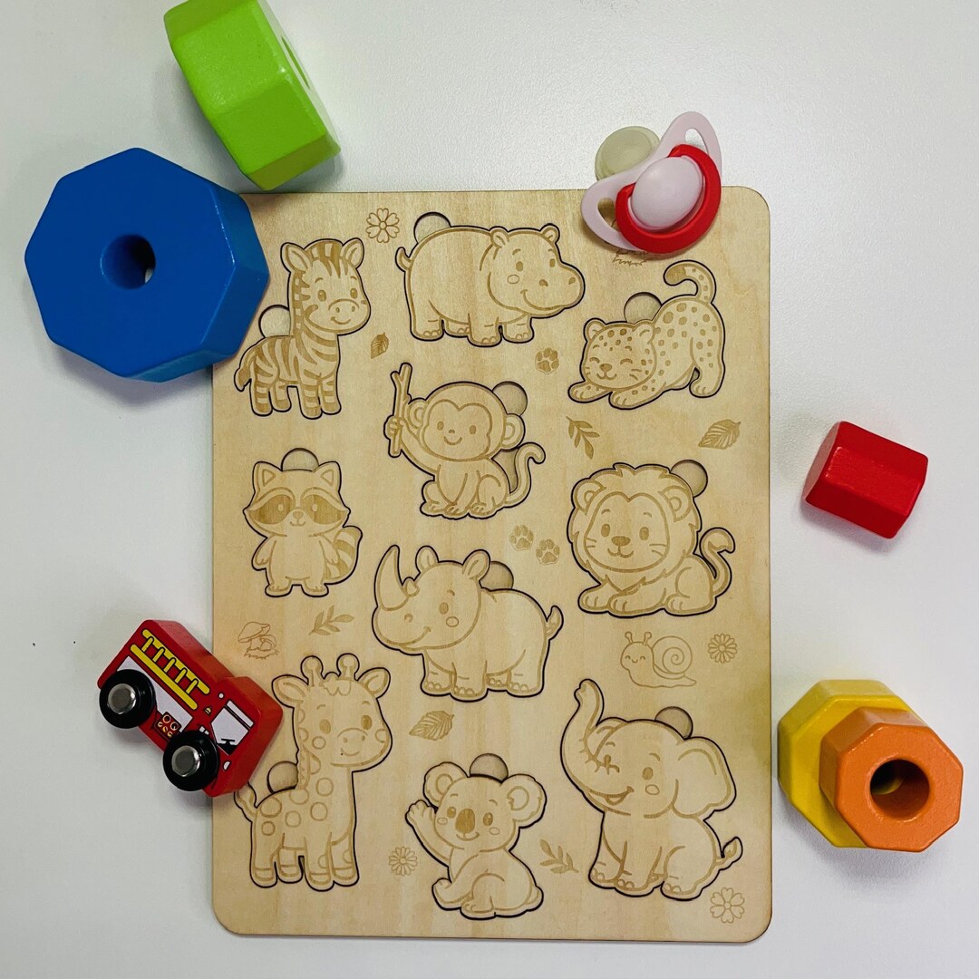 Wooden Safari Animal Puzzle – Montessori Toddler Learning Toy ...