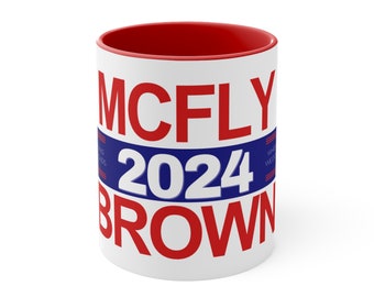 Back To The Future - Marty McFly and Doc Brown 2024 Presidential Campaign Accent Coffee Mug, 11oz