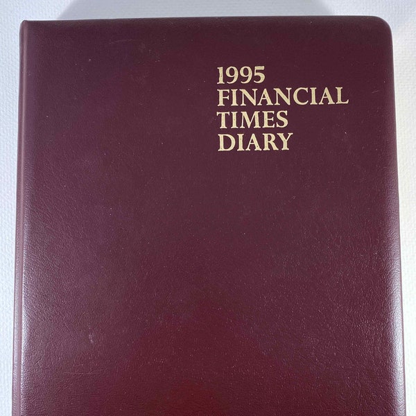 1995 Financial Times Diary  Desk Size Burgundy Includes a World Atlas and Maps