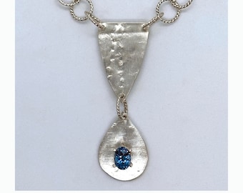 OOAK London Blue Topaz Sterling zilveren ketting en hanger