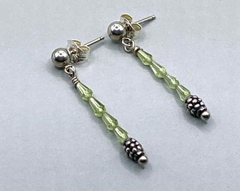 Pendientes Faceted Peridot Sterling Silver Drop OOAK