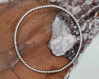 Twisted Sterling Silver Bangle Bracelet Small Teen Child