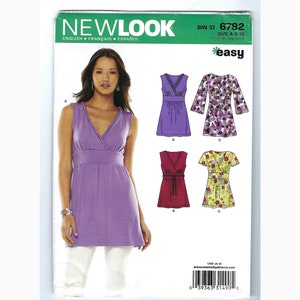 New Look Sewing Pattern 6782 EASY Misses Knit Dress Top Six tailles 8 10 12 14 16 18 2008 NEUF INUTILISÉ image 1