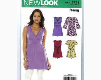 New Look Sewing Pattern 6782 EASY Misses Knit Dress Top Six Sizes 8 10 12 14 16 18 2008 NEW UNUSED