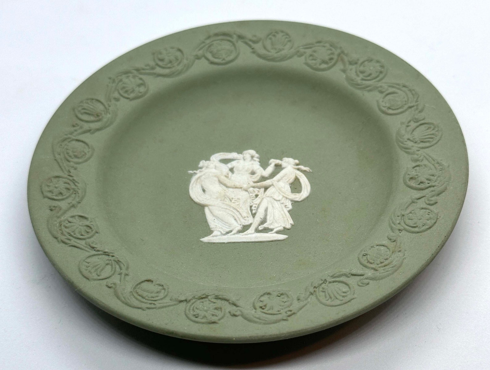 RARE Vintage Wedgwood Jasperware Green Classical Ladies Dancing Small ...