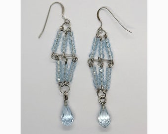 OOAK "Evening Blues" Aquamarine Sterling Silver  Handmade Earrings