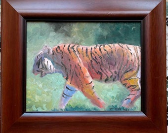 Tiger Original Oil Painting on Canvas Framed by Beth Wicker