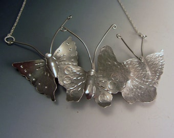 Collar plata esterlina mariposa OOAK