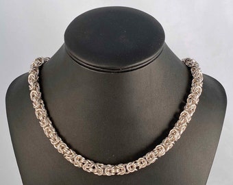 OOAK Chaîne Byzantine Maille Argent Sterling Grand 20-22 « Hommes Femmes Unisexe Unique Handmade Artisan USA