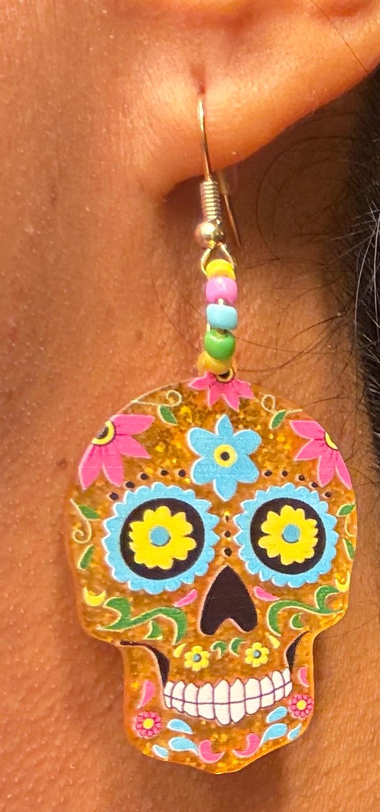 Sugar skull drop lenght earrings