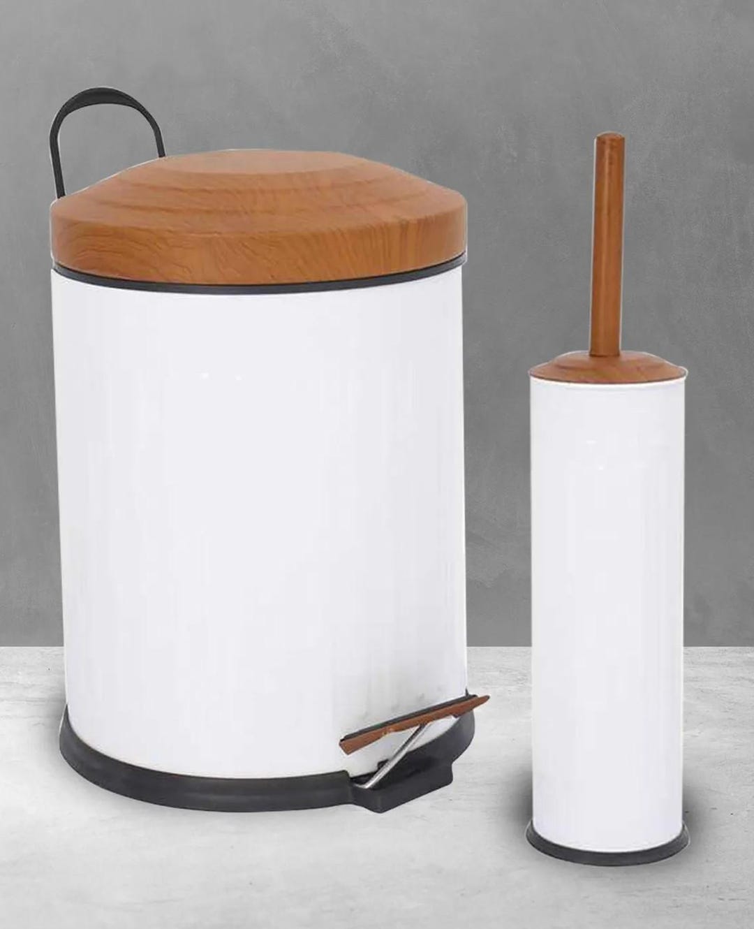 Wooden Vintage 2 Liter Trash Can Bathroom Set Striped White - Etsy