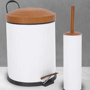 Wooden Vintage 2 Liter Trash Can Bathroom Set Striped White - Etsy