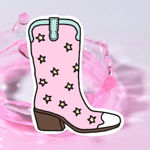 Rosa Vinyl Cowgirl Boot Aufkleber | Cowboystiefel | Cowgirl Stiefel Aufkleber | Vinyl-Aufkleber | Wasserfester Cowgirl-Stiefel-Aufkleber