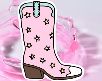 Pink Vinyl Cowgirl Boot Sticker | Cowboy Boots | Cowgirl Boots Sticker | Vinyl Sticker | Waterproof Cowgirl Boot Sticker