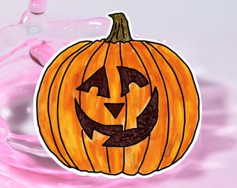 Adesivo zucca di Halloween / Adesivo in vinile di Halloween / Adesivo zucca spaventosa / Adesivo in vinile impermeabile / Adesivo per laptop e bottiglia d'acqua
