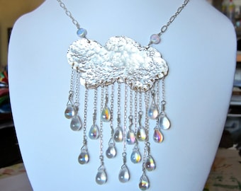 Sold!!!!!!!!!!!!!!Bi Metal cloud with crystal raindrops