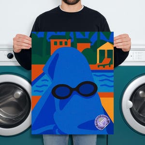 Pop ! Staycation Vacations - Affiche ludique au bord de la piscine dans un style rétro pop art, format téléchargement numérique