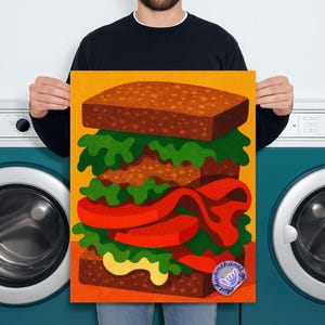 Pop! Burger: Impresión serigráfica detallada de estilo pop art en formato de póster imprimible y descarga digital.