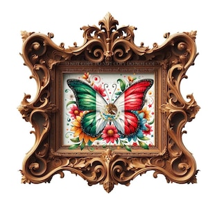 Mexico Flag,Butterfly, Mexicano, Mexicana, Patriotic, UV STICKER,Floral, Mexican Heritage