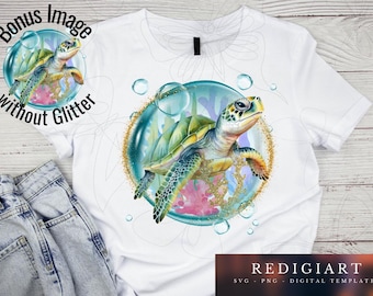 Sea Turtle PNG, Sublimation Design, Turtle Clipart (Digital Download)