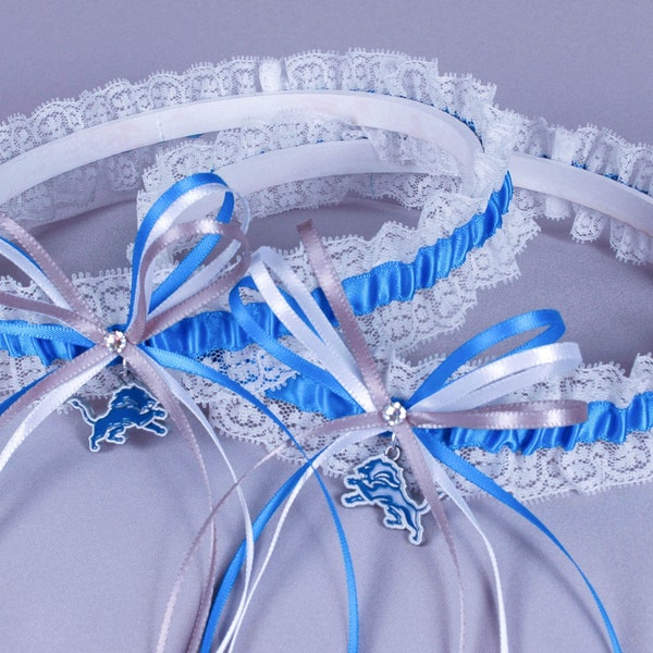 Detroit Lions Lace Wedding Garter Set