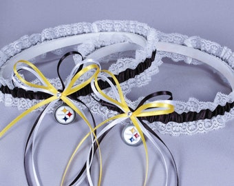 Pittsburgh Steelers Lace Wedding Garter Set