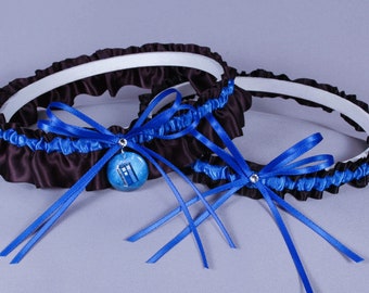 Doctor Who Tardis Wedding Garter Set - Ready to Ship