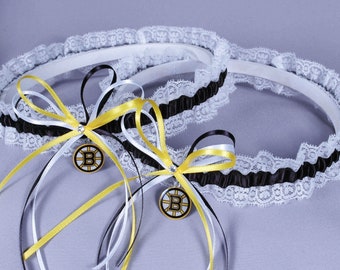 Boston Bruins Lace Wedding Garter Set