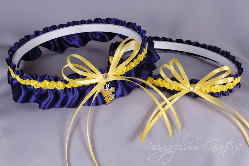 West Virginia University Mountaineers Wedding Garter Set