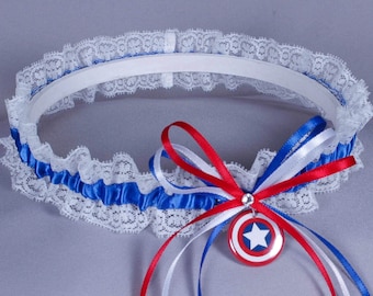 Captain America Lace Wedding Garter - Ready to Ship
