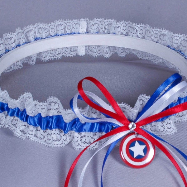 Captain America Lace Wedding Garter - Ready to Ship