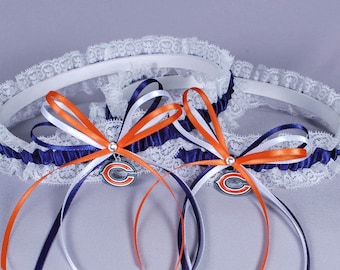 Chicago Bears Lace Wedding Garter Set