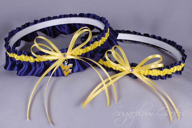 West Virginia University Mountaineers Wedding Garter Set