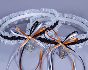 New Orleans Saints Lace Wedding Garter Set